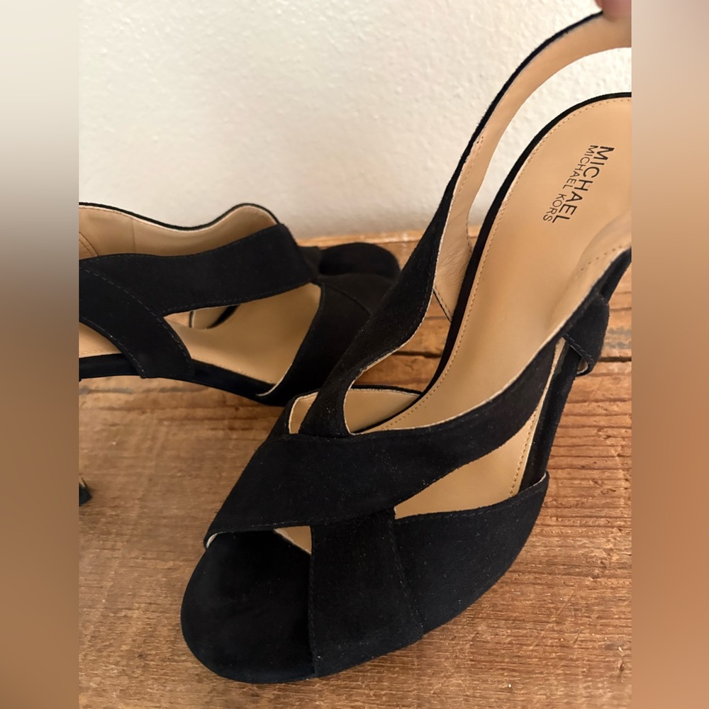 Michael Kors Black Suede Slingback Heels